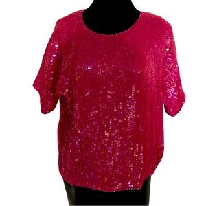 99 pink honeybee sequins top